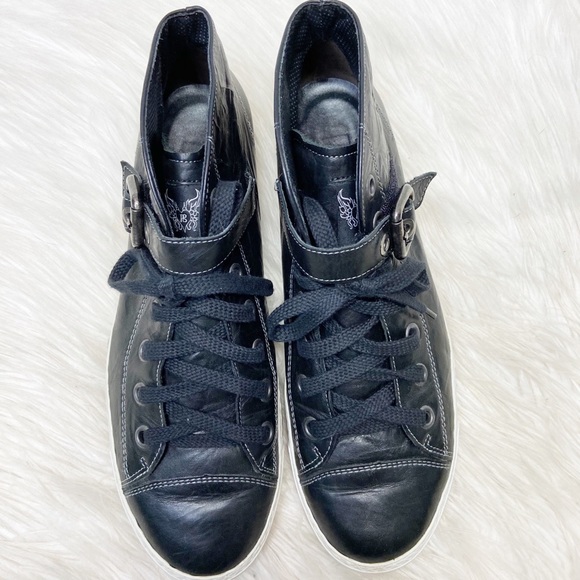 Paul Green Black Leather High Top Sneakers - Picture 2 of 12